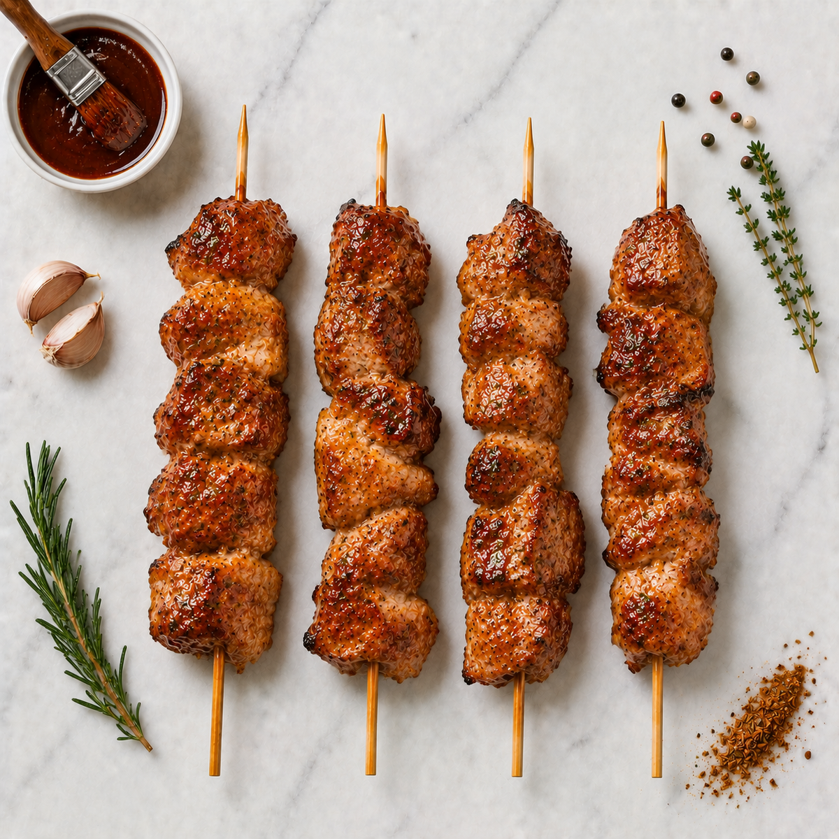 BROCHETTES DE PORC SAUCE BARBECUE