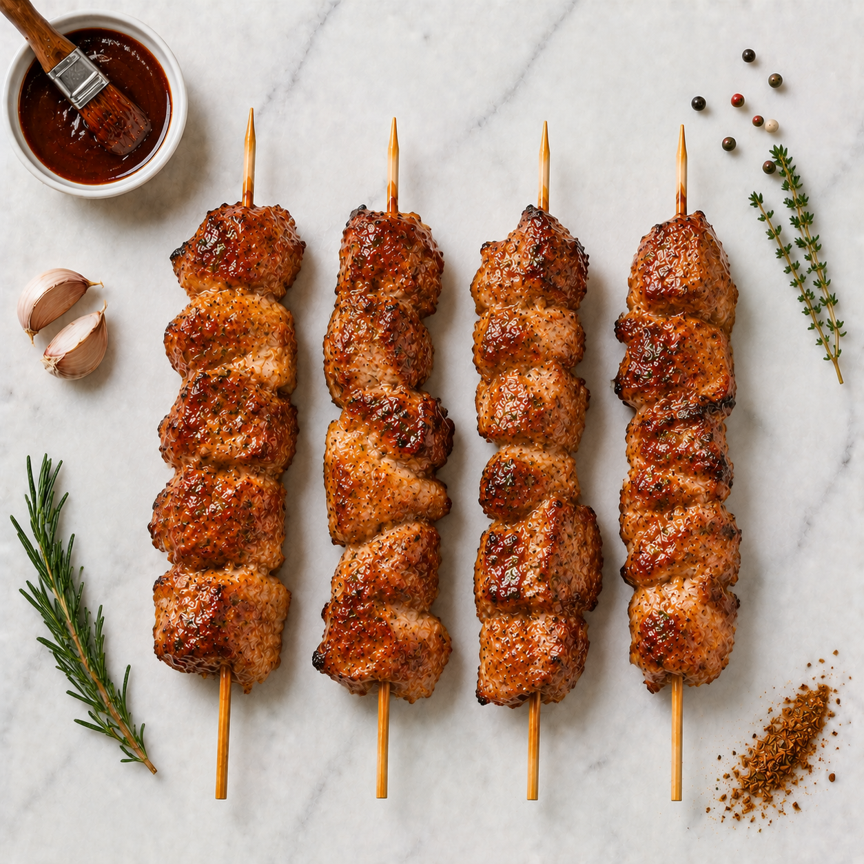 BROCHETTES DE PORC SAUCE BARBECUE