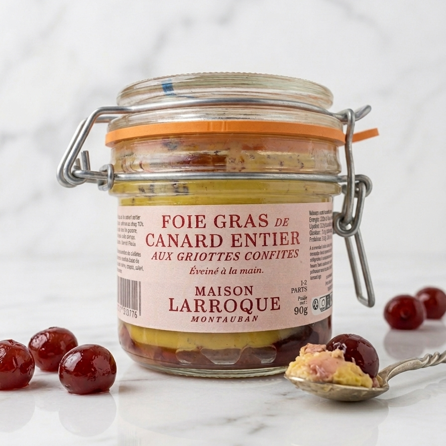 FOIE GRAS DE CANARD ENTIER AUX GRIOTTES