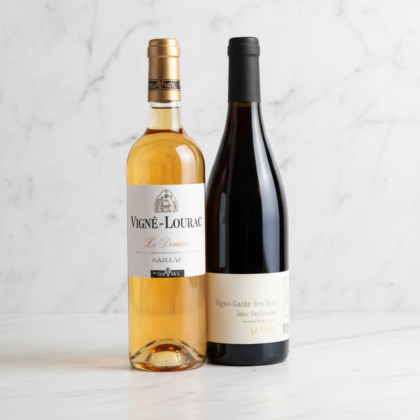 COFFRET FÊTE DES PÈRES DE 2 BOUTEILLES - VIN BLANC MOELLEUX & VIN ROUGE