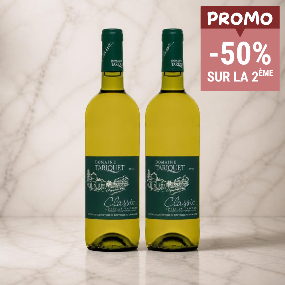 LOT DE 2 BOUTEILLES - VIN BLANC CÔTE DE GASCOGNE - TARIQUET CLASSIC