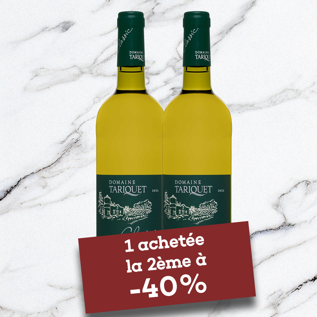 LOT DE 2 BOUTEILLES - VIN BLANC CÔTE DE GASCOGNE - TARIQUET CLASSIC
