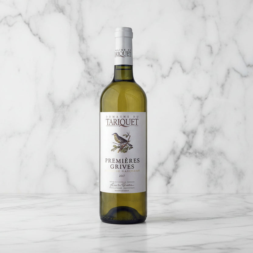 Bouteille de vin blanc premieres grives du domaine Tariquet