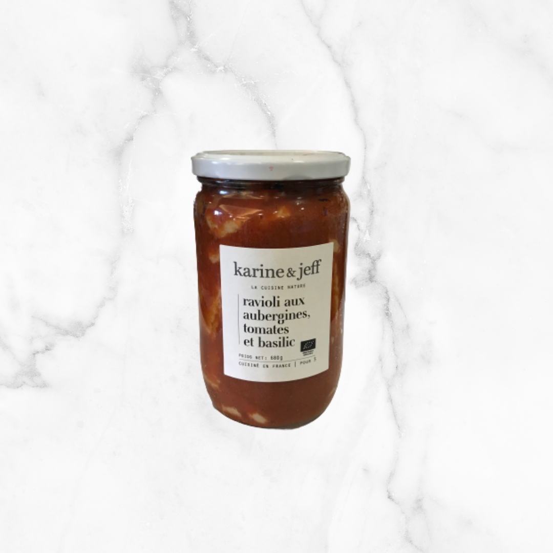 RAVIOLI AUX AUBERGINES, TOMATE ET BASILIC