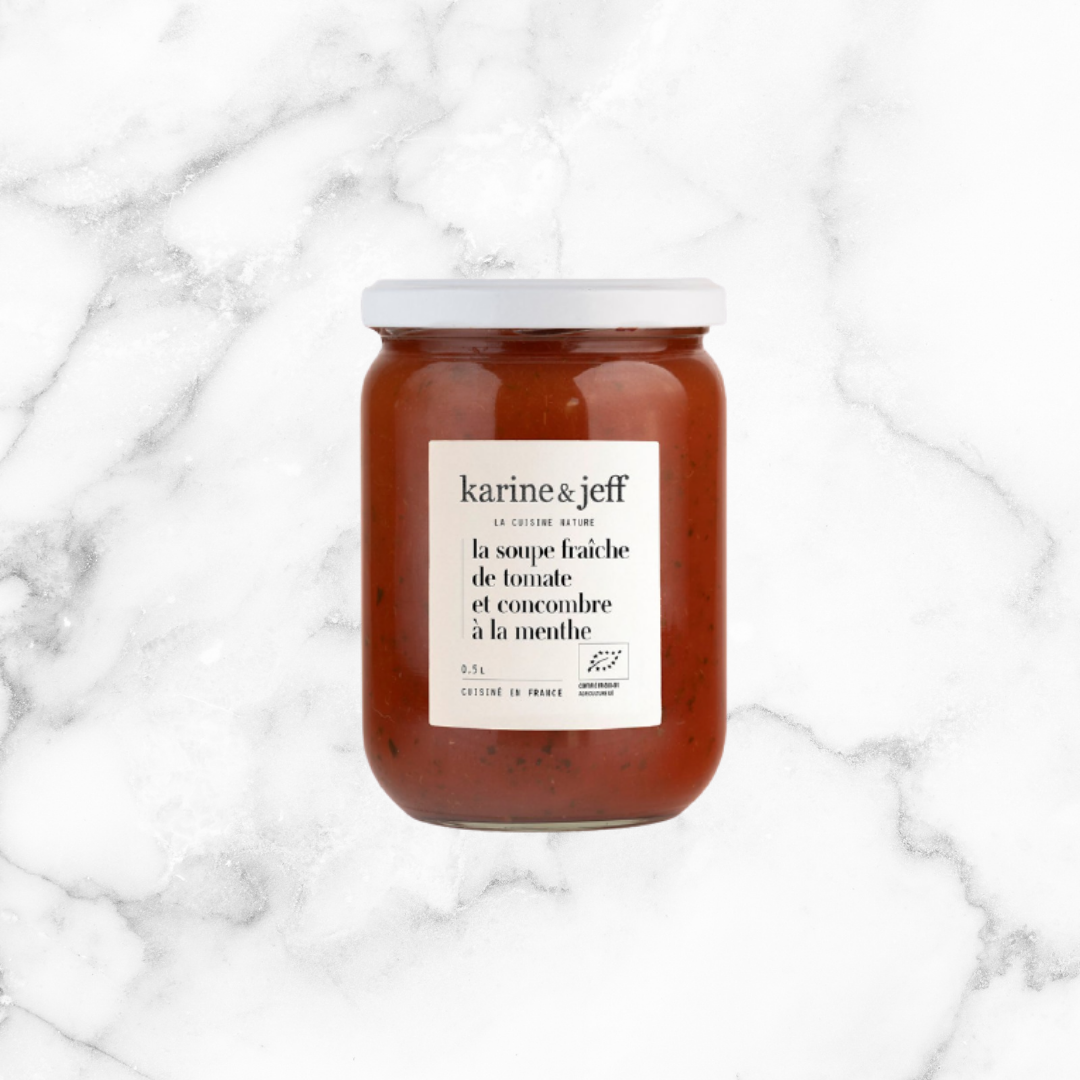 LA SOUPE FRAÎCHE DE TOMATE ET CONCOMBRE À LA MENTHE